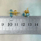 Blue Topaz Bar Gold Studs