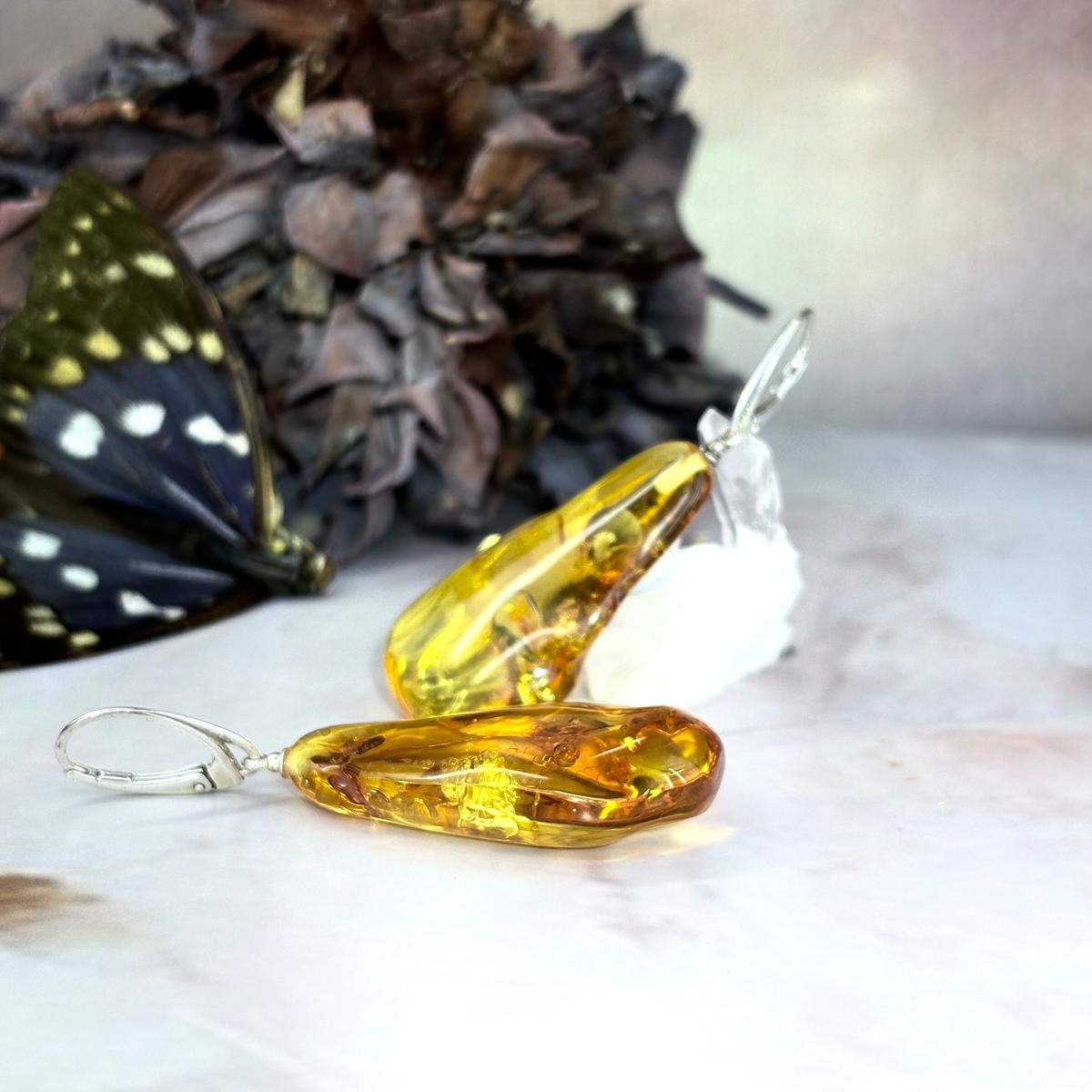 Amber Long Drop Earrings