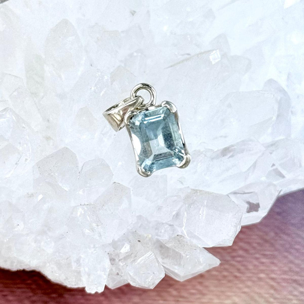 Emerald Cut Aquamarine Pendant