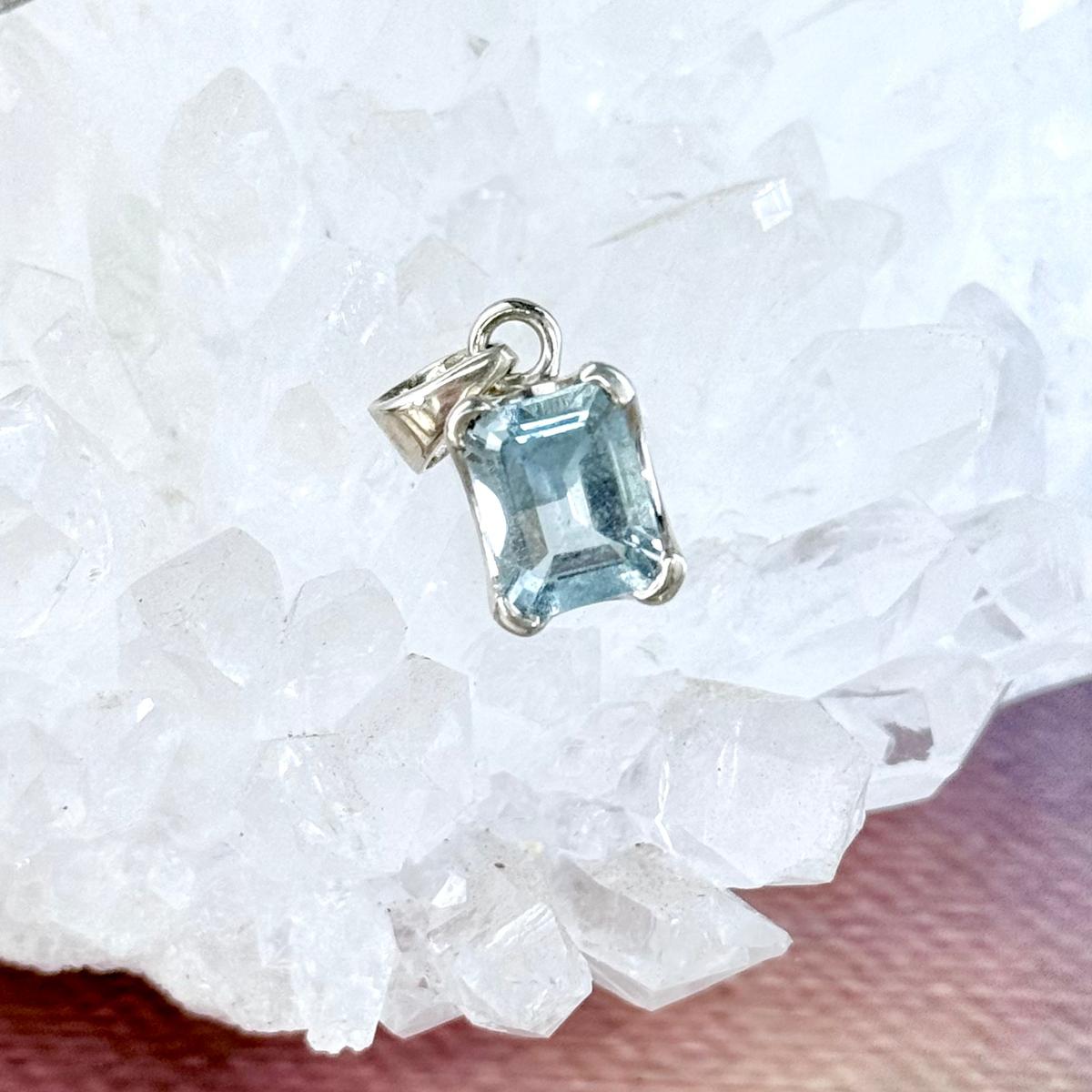 Emerald Cut Aquamarine Pendant