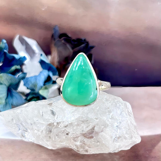Chrysoprase Teardrop Ring