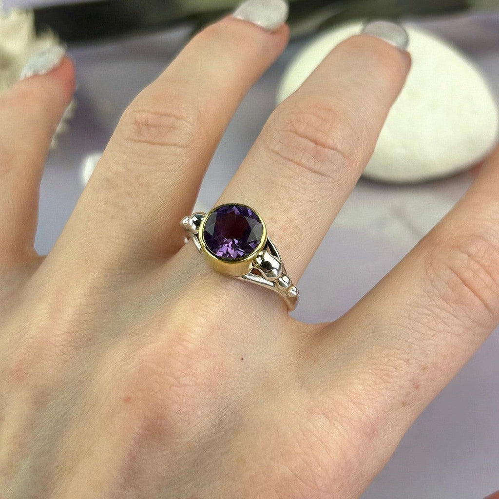 Mixed Metals Amethyst Ring