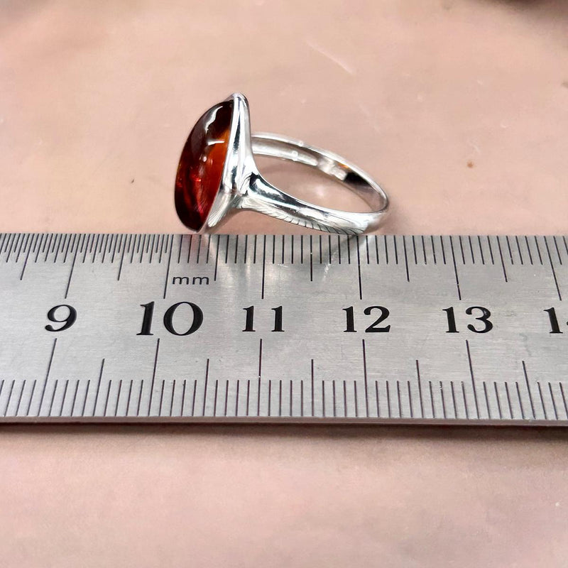 Baltic Flame Amber Marquise Ring