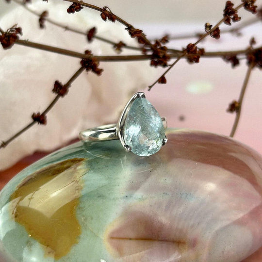 Aquamarine Teardrop Cut Ring