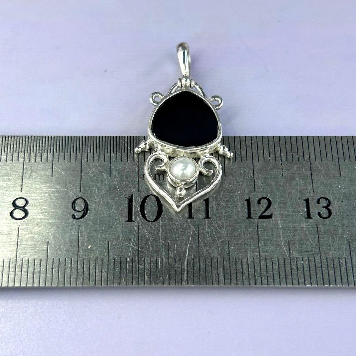 Black Onyx And Pearl Pendant
