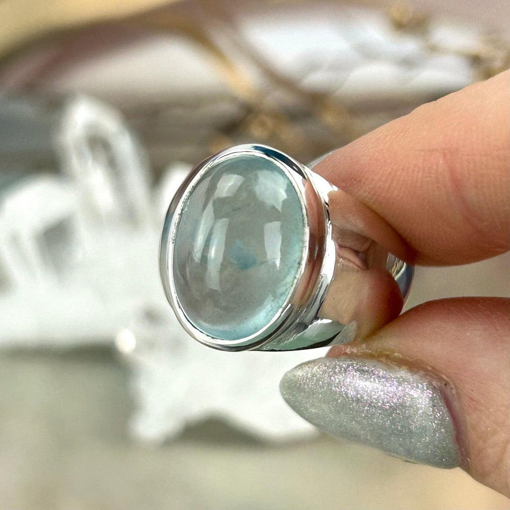 Aquamarine In Solid Silver Ring