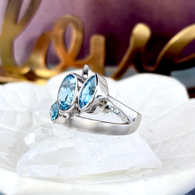 Unique Design Blue Topaz Ring