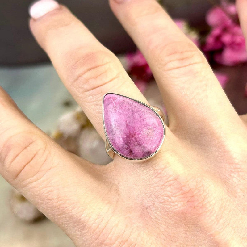 Large Pink Teardrop Crystal Ring