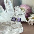Petite Amethyst Square Cut Earrings
