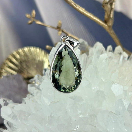 Green Amethyst Teardrop Cut Pendant