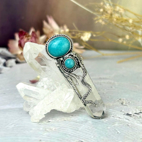 Clear Quartz Point & Amazonite Four Kingdoms Tribal Pendant