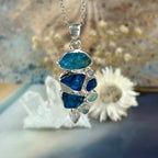 Blue Apatite Cluster Pendant