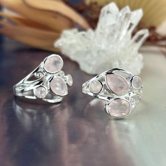 Rose Quartz Multi Stone Ornate Ring