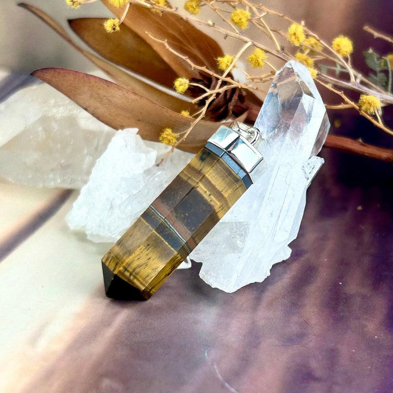 Tiger's Eye Crystal Point Pendant