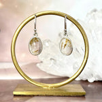 Golden Rutile Quartz Oval Drop Earrings