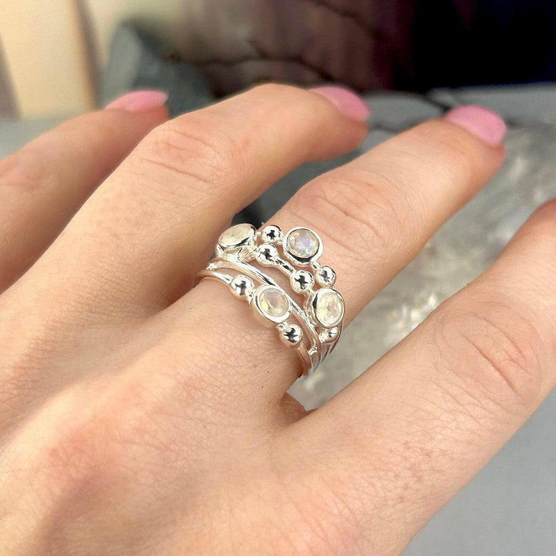 Rainbow Moonstone Sterling Silver Ring