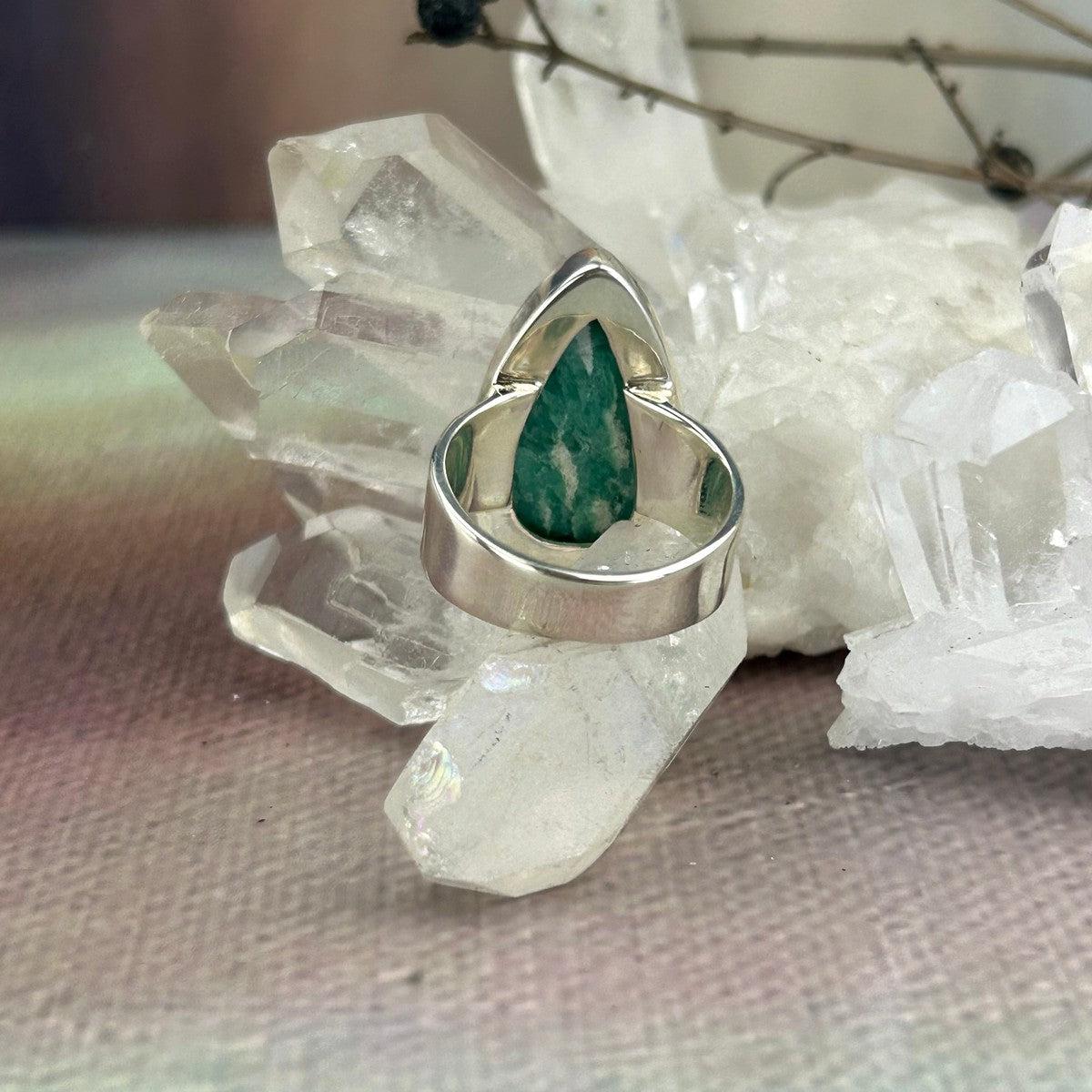Amazonite Teardrop Rings