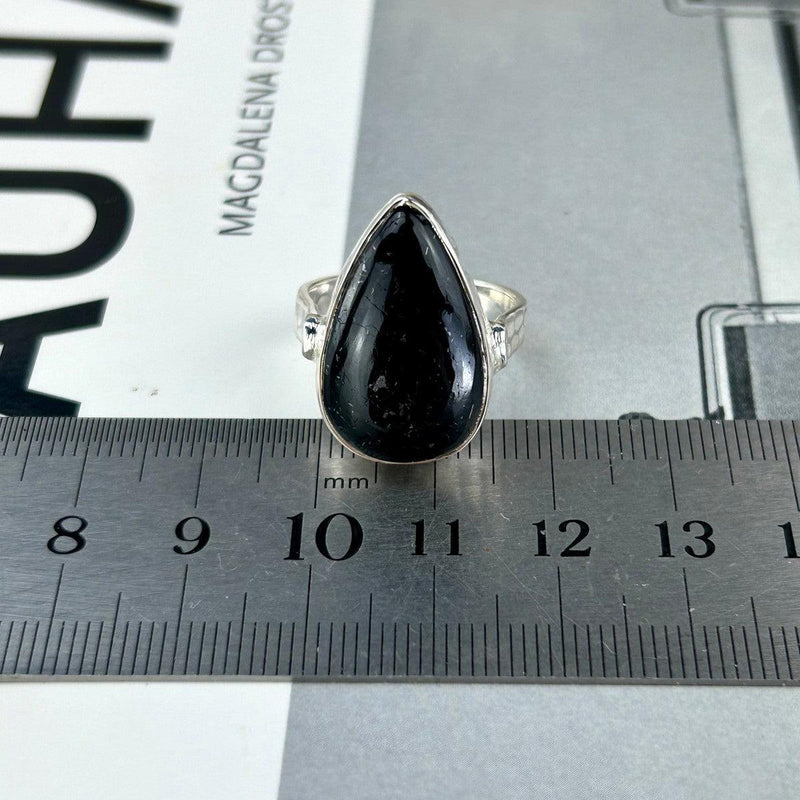 Black Crystal Silver Ring