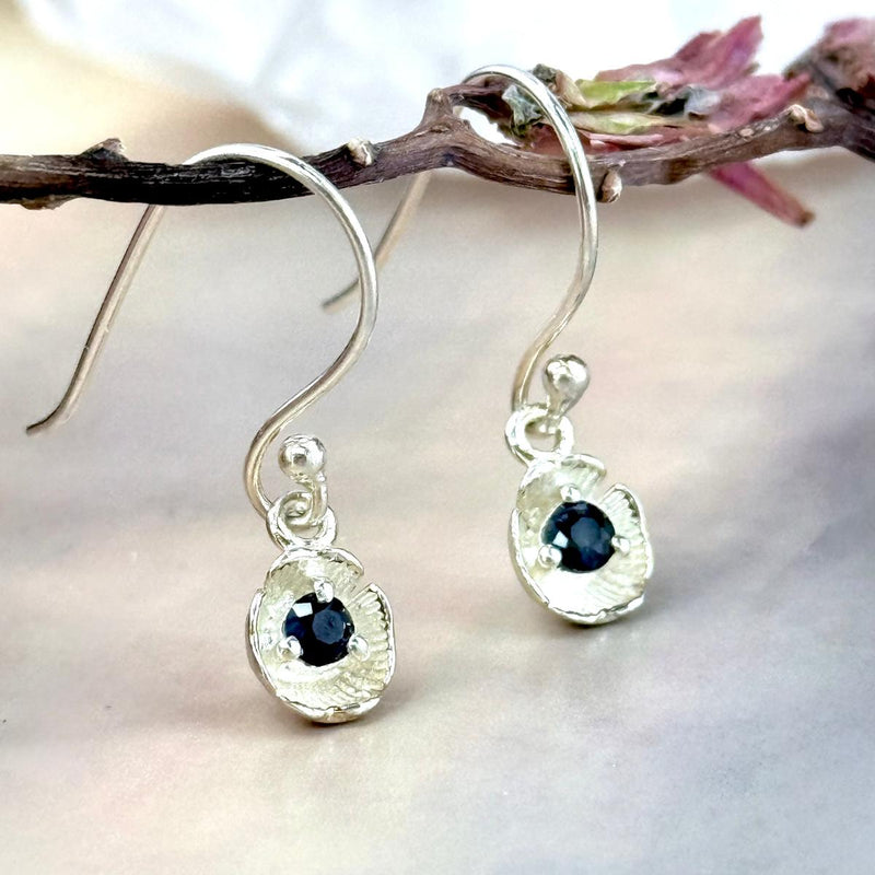 Dainty Sapphire Silver Earrings