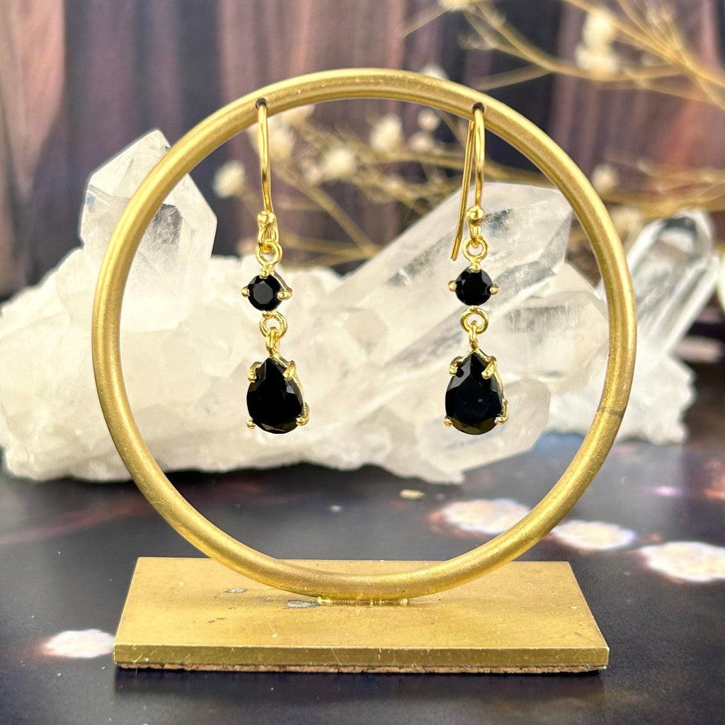 Onyx Yellow Gold Earrings