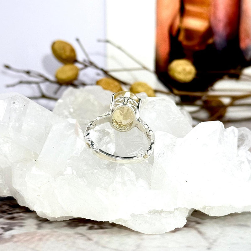 Citrine Oval Cut Ornate Ring