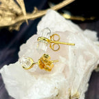 Yellow Gold Clear Quartz Studs