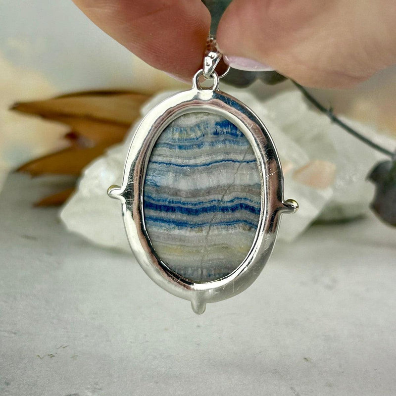 Blue Scheelite Sterling Silver Pendant