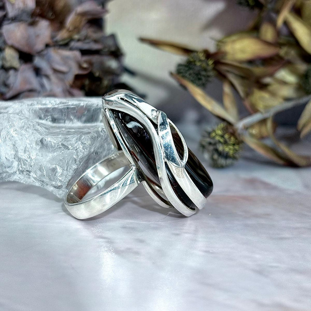 Chunky Amber Sterling Silver Ring