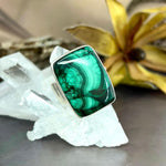 Chunky Rectangle Malachite Ring