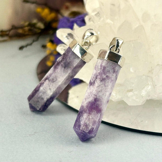 Lepidolite Crystal Point Pendants