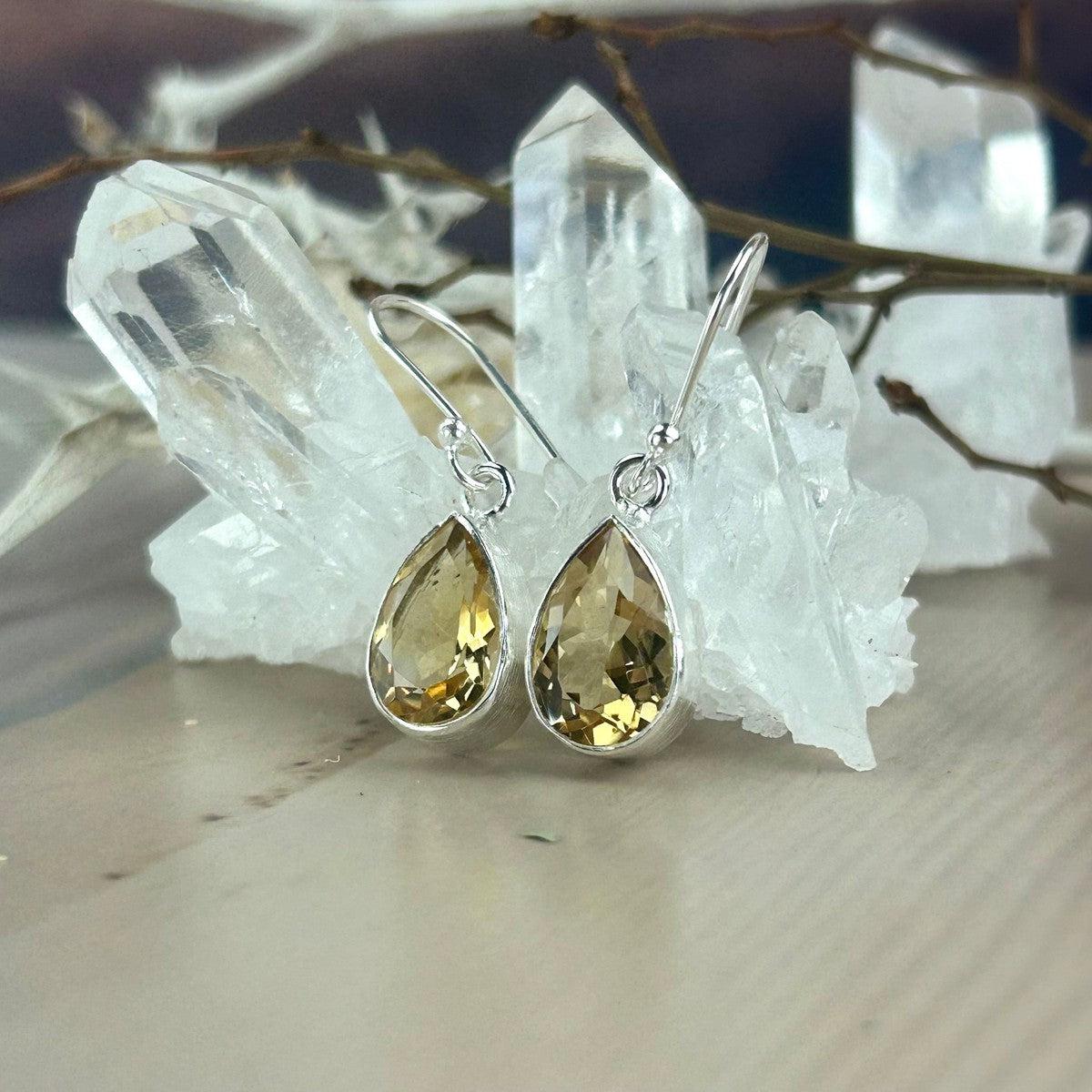Teardrop Cut Citrine Earrings