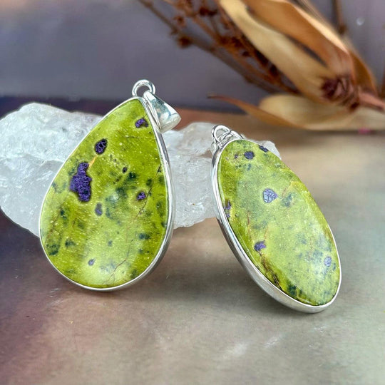 Stichtite & Green Serpentine (Atlantisite) Assorted Shape Pendants
