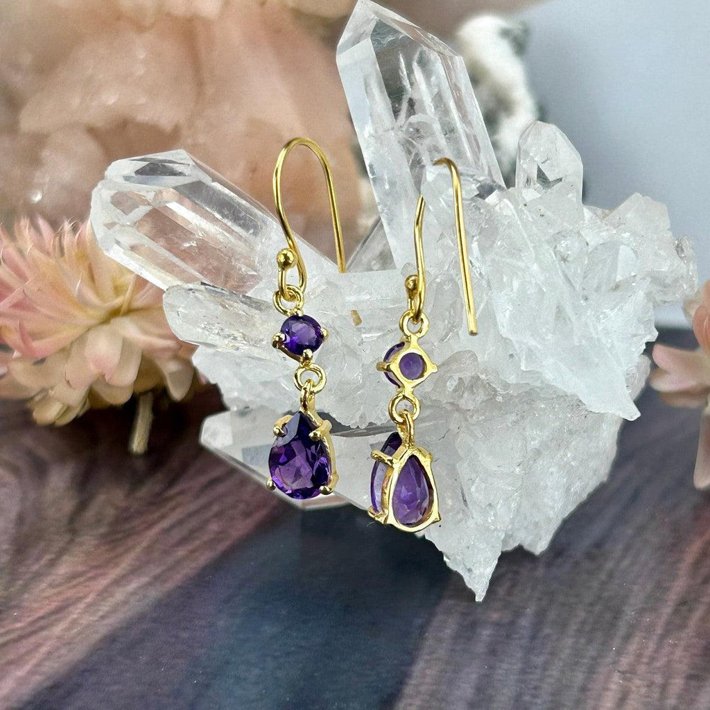 Double Drop Amethyst Earrings