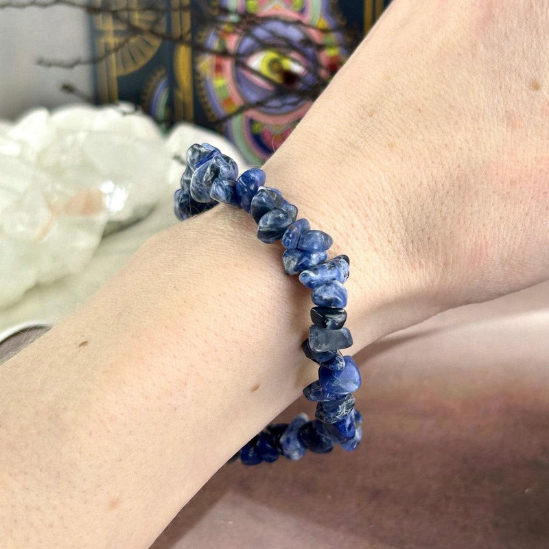 Blue Crystal Bead Elastic Bracelet