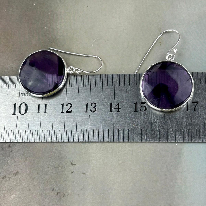 Purple Crystal Silver Earrings