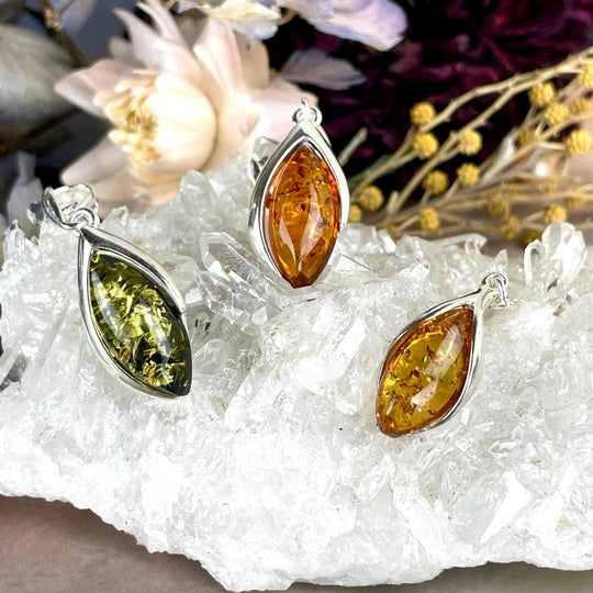 Baltic Amber Marquise Pendants