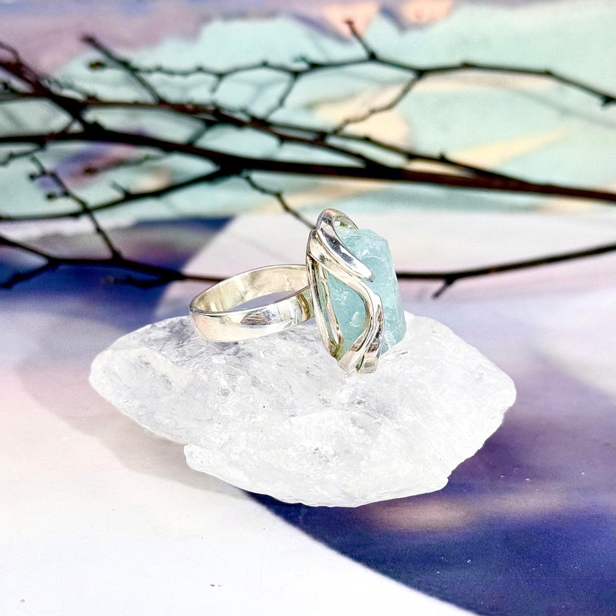 Sterling Silver Large Aquamarine Ring