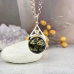 Baltic Green Amber Round Celtic Pendants