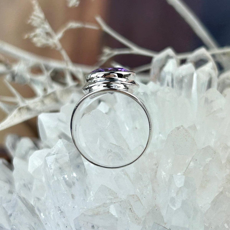 Amethyst Crystal Sterling Silver Ring