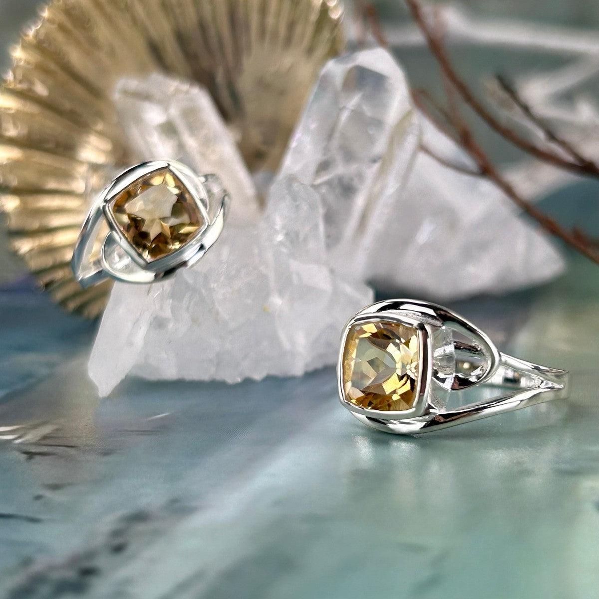 Citrine Square Cut Ring