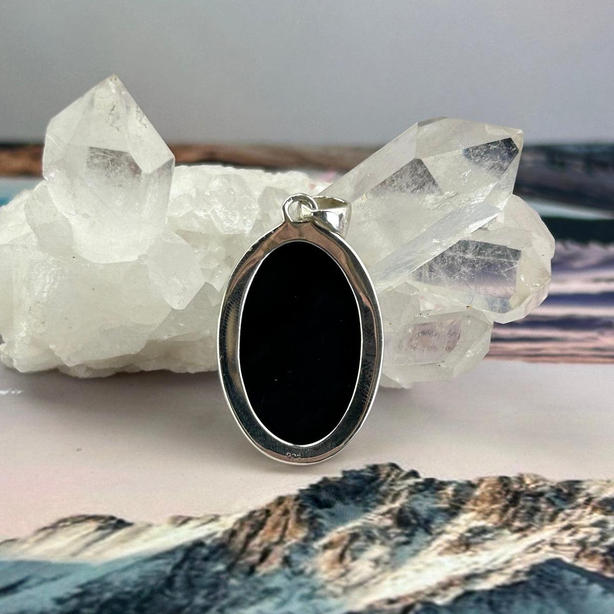Ink Black Stone Pendant
