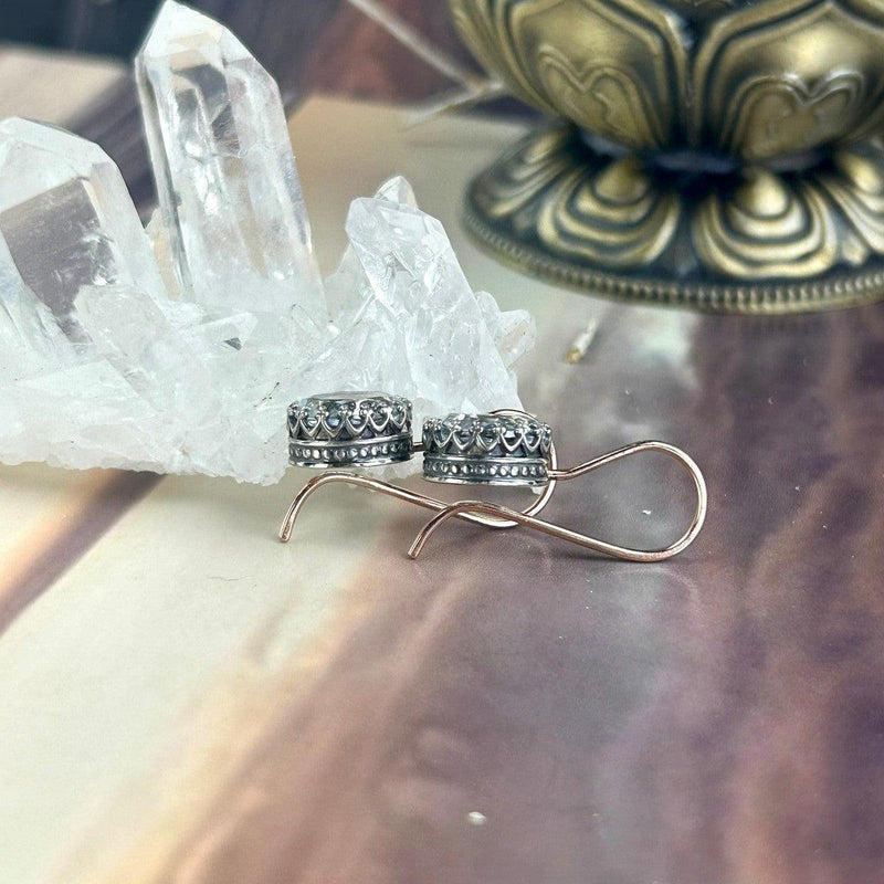 Antique Silver And Rose Gold Topaz Earrings