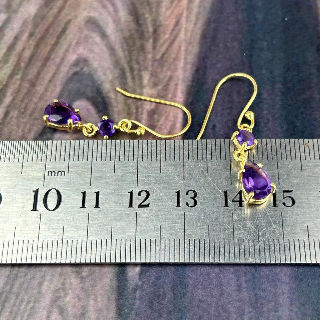 Amethyst Teardrop Gold Earrings