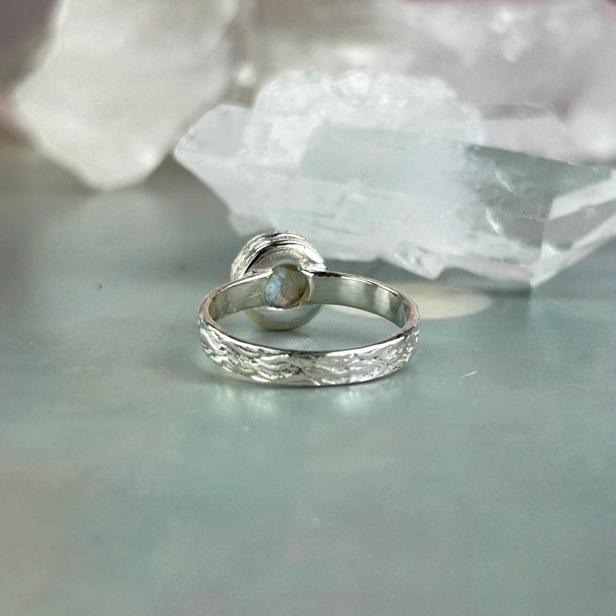 Labradorite Round Crystal Ring