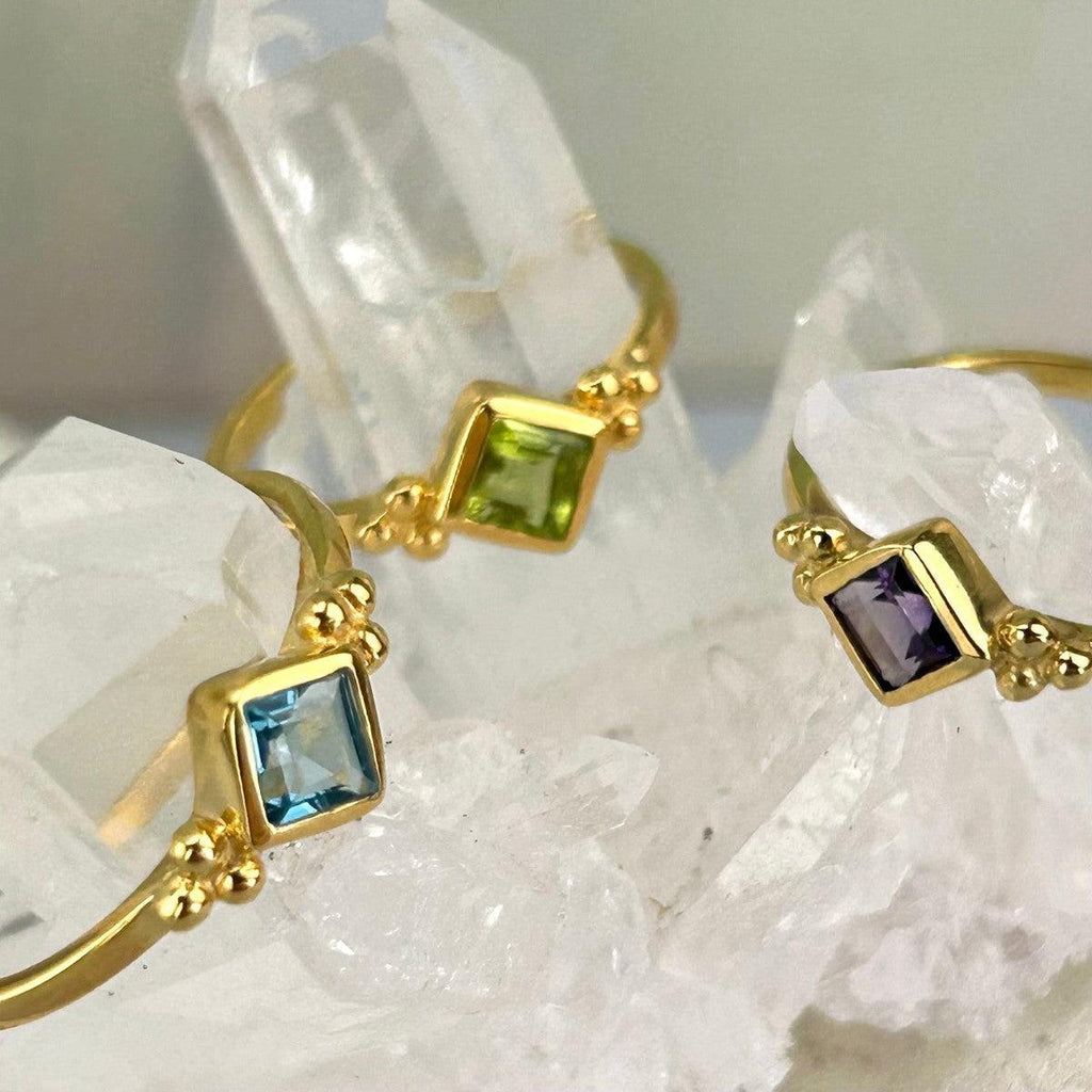 Diamond Cut Gemstone Ring
