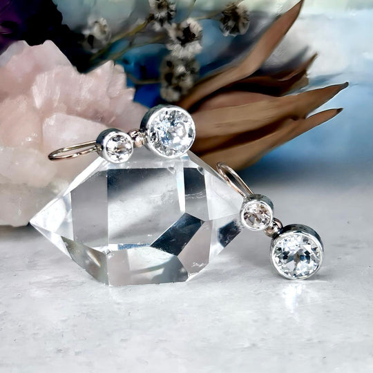 Morganite & Killiecrankie Diamond Sterling Silver & 9ct Rose Gold Double Drop Brilliant Cut Earrings By Lauren Harris