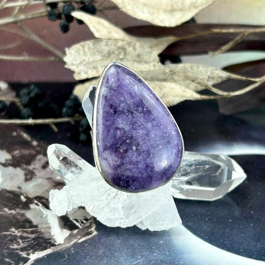 Lepidolite Teardrop Ring