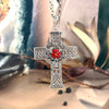 Celtic Viking Cross with Red Rose Pendant
