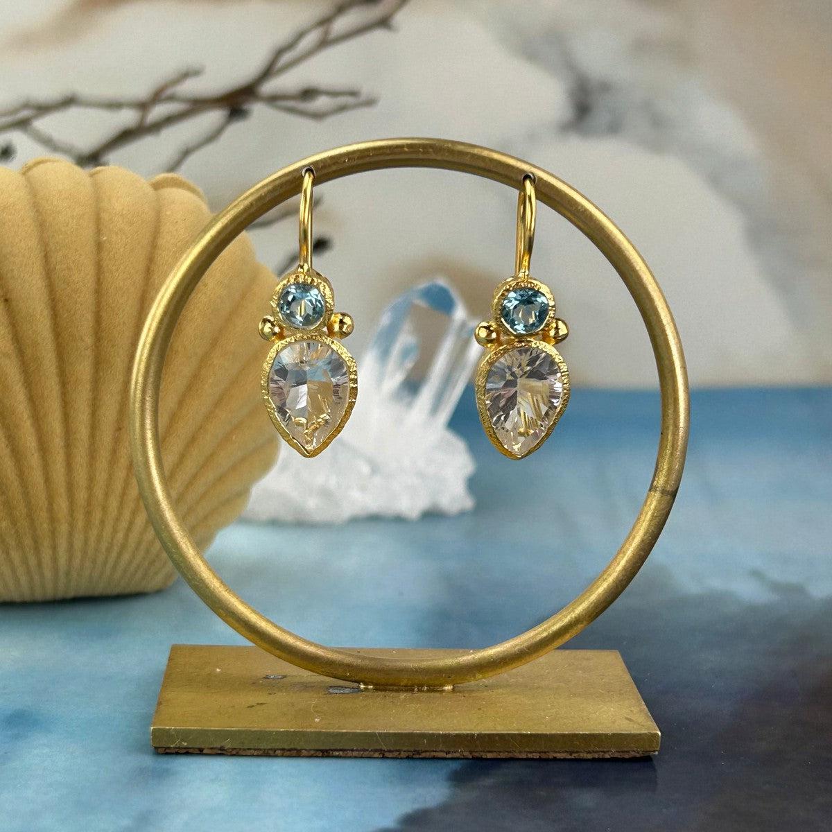 Textured Gold Gemstone Earrings