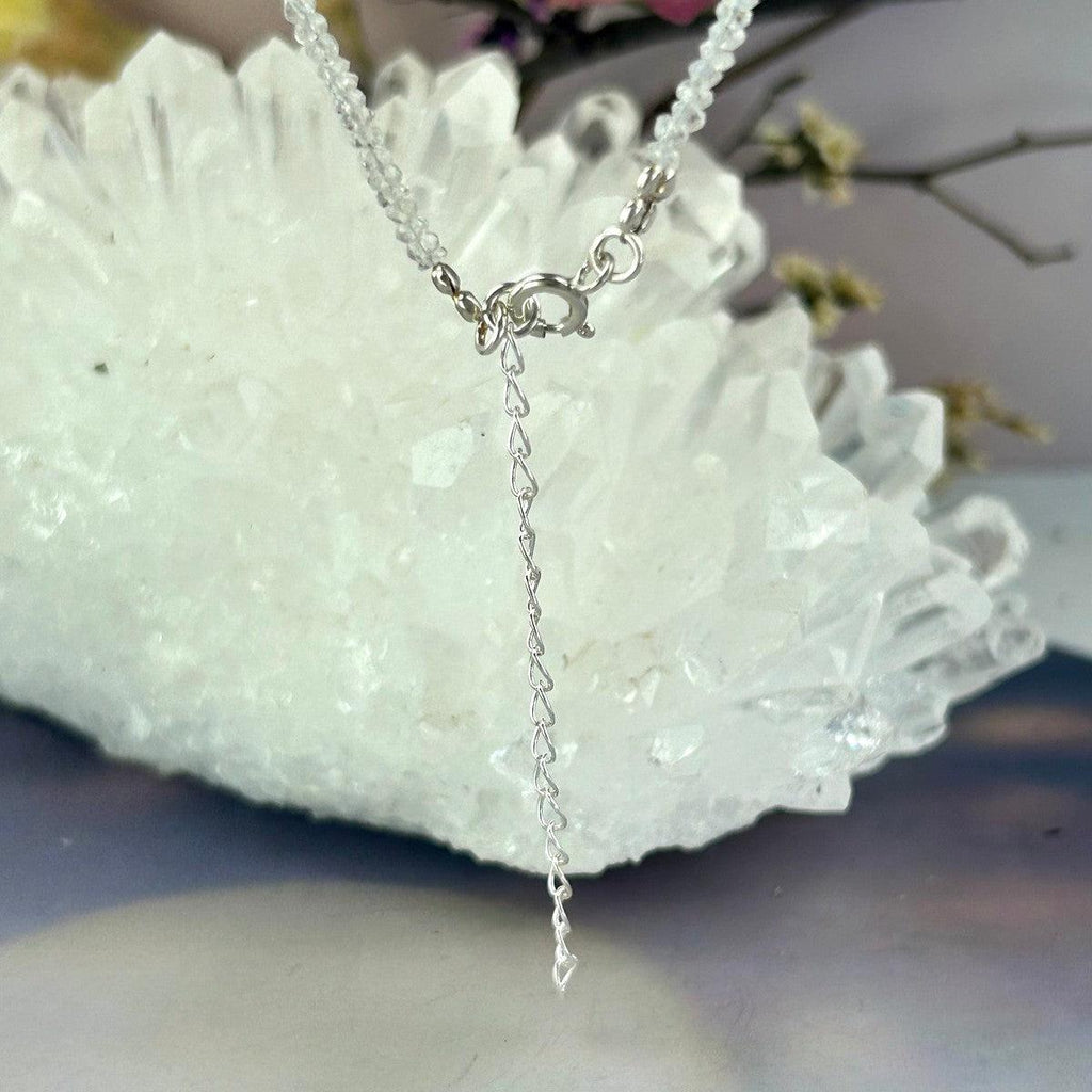 Rainbow Moonstone Silver Bead Necklace